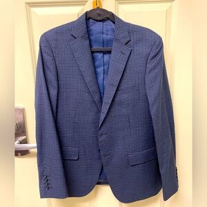 Zanetti Men's Wool Blend 2-Button Blazer/Jacket Navy Blue Plaid • 42S